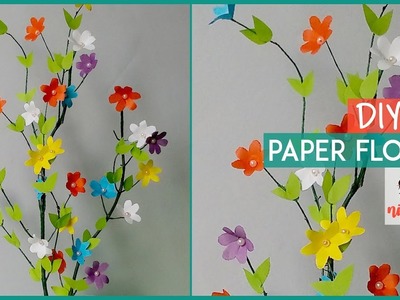 Beautiful Flower with Paper - Handmade Bonsai Tree - DIY Home Decor with Color Papers