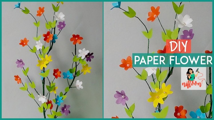 Beautiful Flower with Paper - Handmade Bonsai Tree - DIY Home Decor with Color Papers
