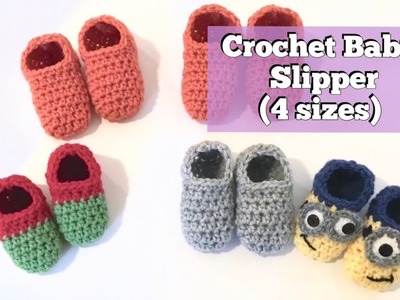 Crochet Baby Slipper Tutorial (4 sizes)