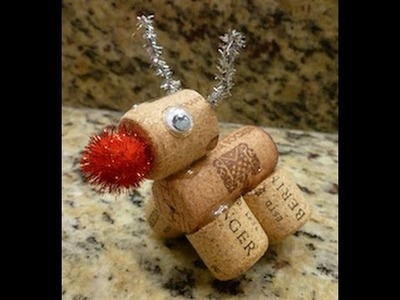 D.I.Y Christmas Rudolph the Red Nose Reindeer made out of wine corks HOW TO!