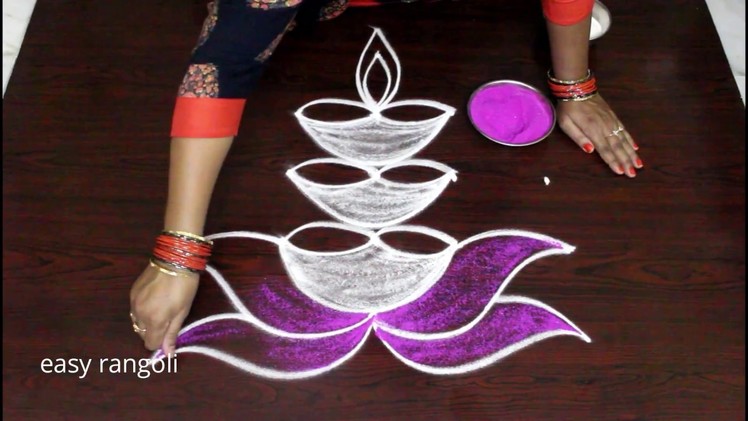 Diwali festival Diya rangoli kolam designs || Deepavali muggulu