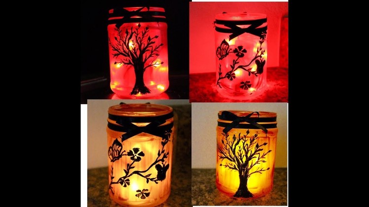 Diy candle holder.glass jar candle holder. Bottle crafts.Recycle glass jar. Amazing pixies