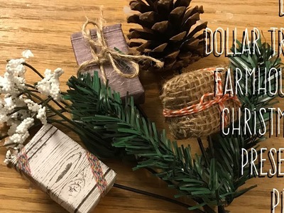 DIY Dollar Tree Farmhouse Christmas Present Pick Plus