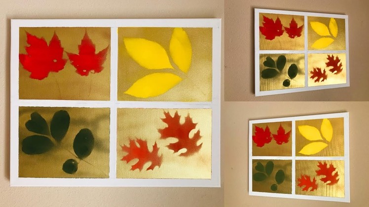 DIY Fall Seasonal Decor. Wall Decoration Ideas at Home. DIY Leaf Painting