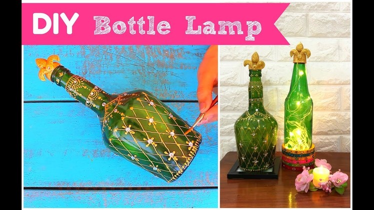 DIY Handpainted Bottle Lamp | Diwali Decoration Ideas
