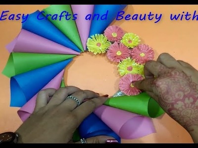Diy paper flower wall hanging | Wall Decoration ideas, Easy paper flower wall hanging.