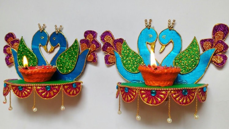 Diya Stand | Wall Hanging Diya Stand | Peacock Diya Stand | DIY | Diwali Craft Idea | Punekar Sneha