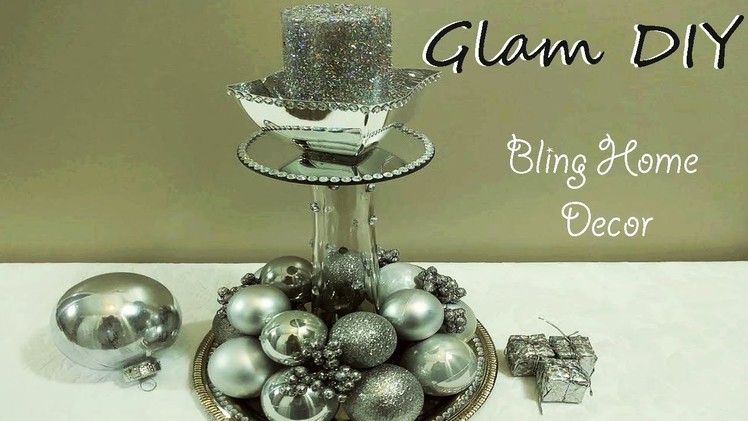 Dollar Tree DIY Glam Mirror Christmas Centerpiece Bling Christmas Decor