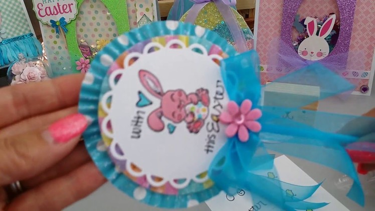 Easter rosettes with stamped images share 2016