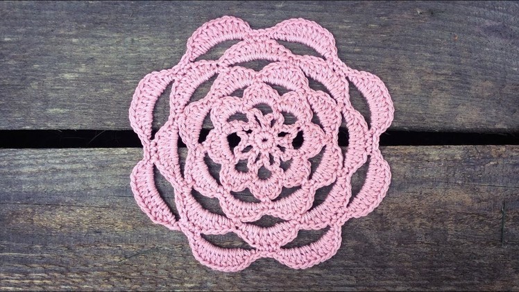 Easy Crochet Rose Flower Doily Tutorial