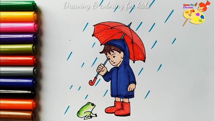 How to draw a rainy day. coloring pages for kids