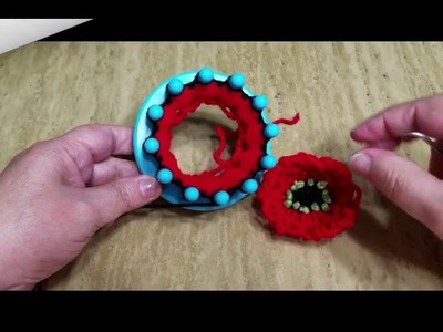How to loom knit Poppy Flower tutorial,  step by step instructions