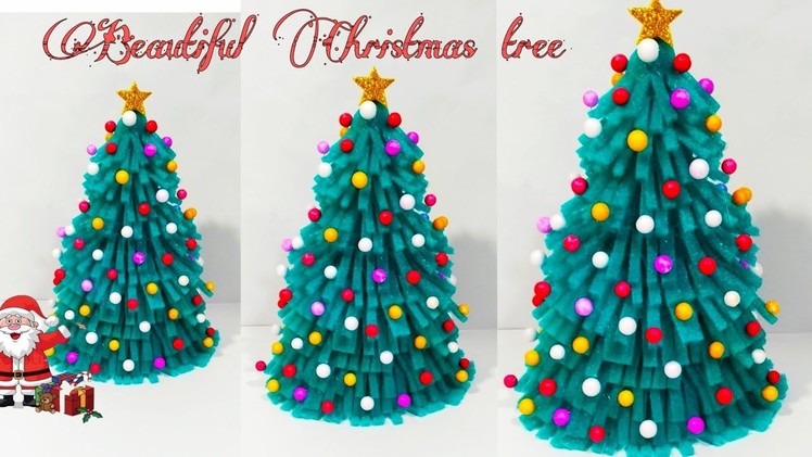 HOW TO MAKE CHRISTMAS TREE AT HOME.CHRISTMAS DECORATION IDEAS.FOAM SHEET CHRISTMAS TREE
