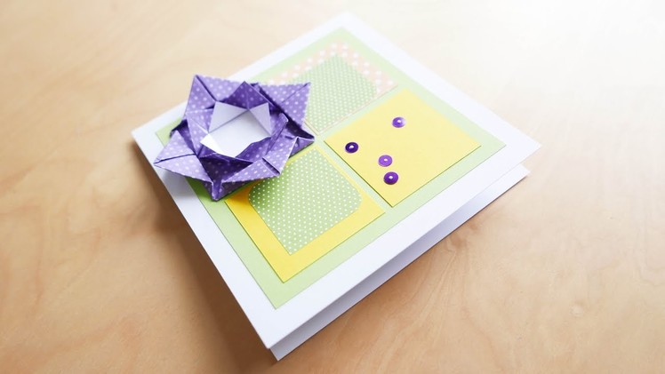 How to make : Greeting Card with an Origami Flower | Kartka Okolicznościowa - Mishellka #309 DIY
