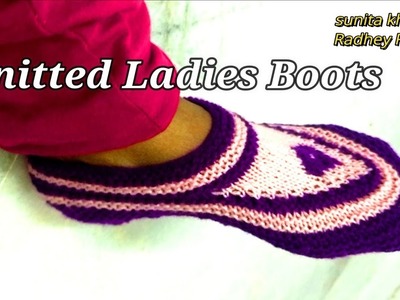 How to make knitted ladies boots size - 6-7no Radhey Radhey.
