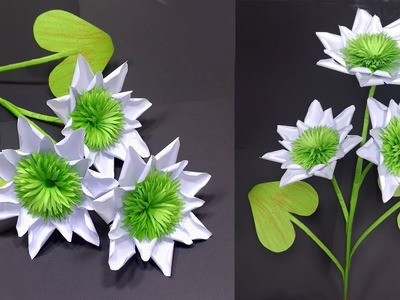 How to Make Very Beautiful White Flower with Paper | Stick Flower | Jarine's Crafty Creation
