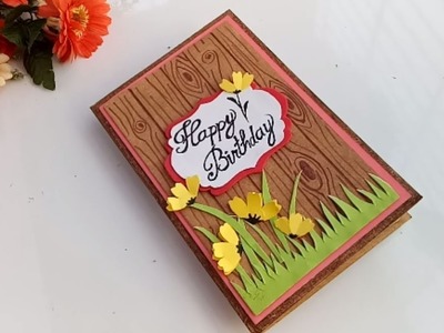 How to make wood grain card idea.Happy Birthday card.