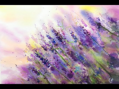 How to paint Lavender Flowers in Watercolors Tutorial Abstract