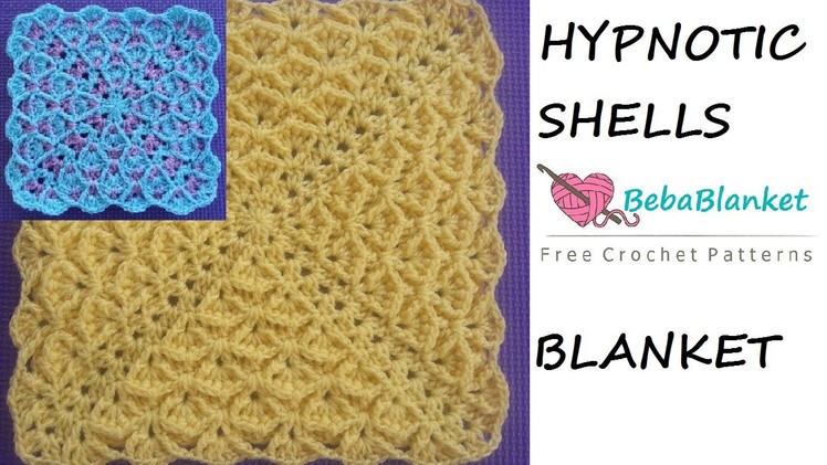 Hypnotic Shells. Crochet blanket pattern. Video tutorial & stitch guide