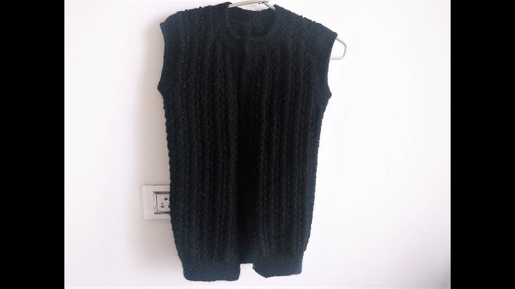 Knitting Black Half Cardigan Ladies L Size || Sweater bunai Hindi Video || Latest Patterns ||