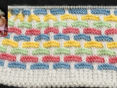 Multicolor Slip Stitch. Basket Weave Knitted Pattern For Baby Set or Grown up Boy. Girl