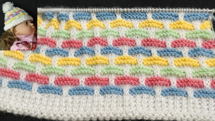 Multicolor Slip Stitch. Basket Weave Knitted Pattern For Baby Set or Grown up Boy. Girl