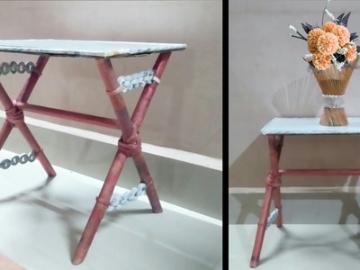 Newspaper table | home made table | newspaper craft | vase making