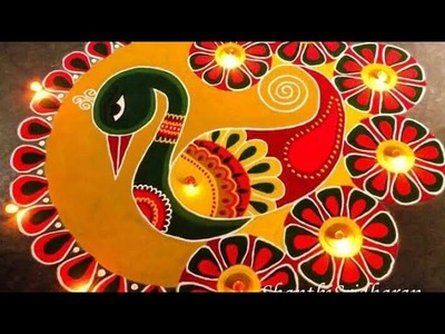 Peacock Rangoli designs fir Diwali |Collection of kolam shanti sridharan Rangoli design