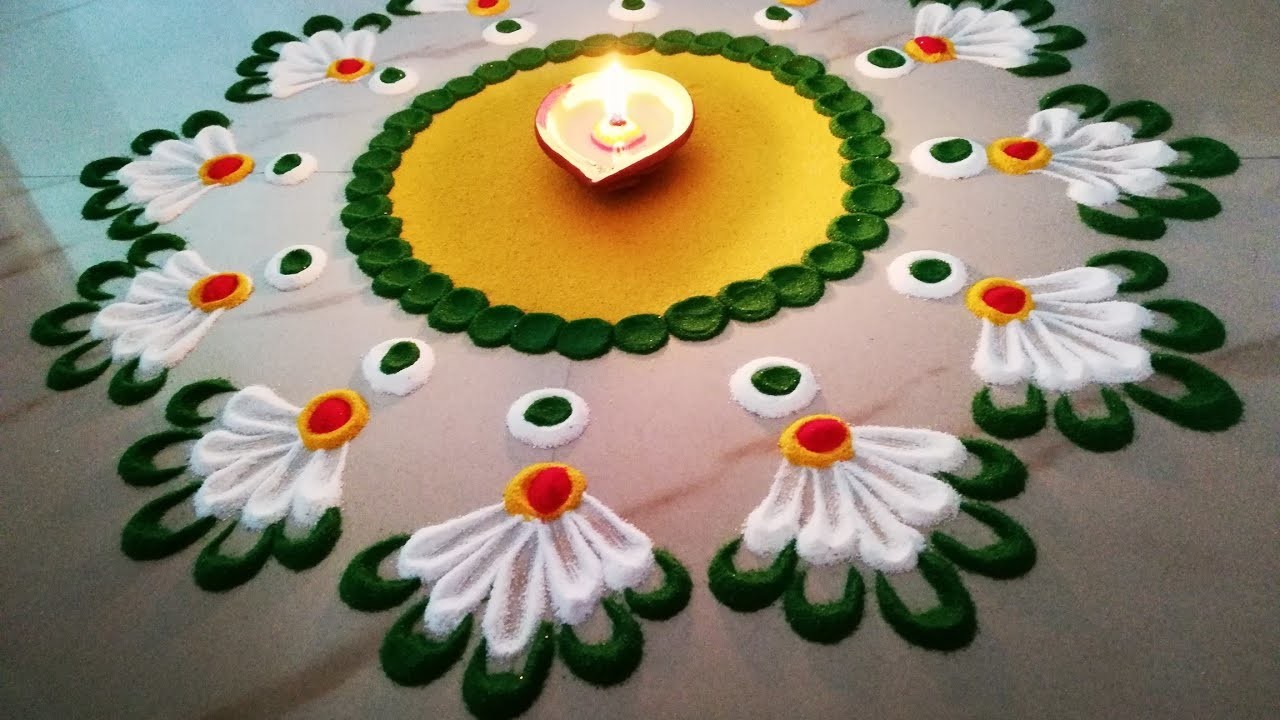 Rangoli Designs, Easy Rangoli for Beginners, Diwali Rangoli, Part 2, By