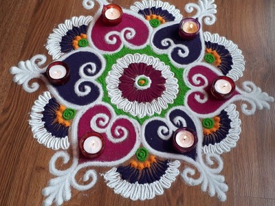Simple and attractive rangoli designs with colours by Shital Daga | Diwali Rangoli designs