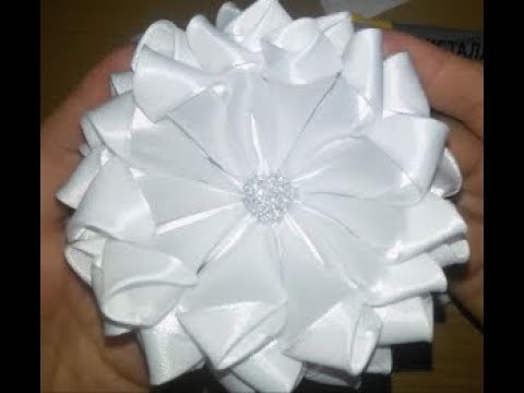 Simple and Beautiful White Satin Ribbon Flower