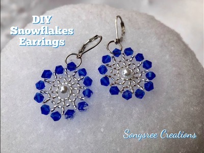Snowflake Earrings. DIY Beaded Earrings ???? Sonysree Creations
