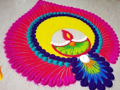 Very Easy and colourful Diwali special Rangoli Designs 2018
