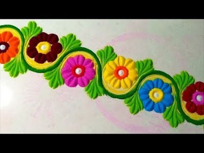 Very easy beautiful border rangoli design.