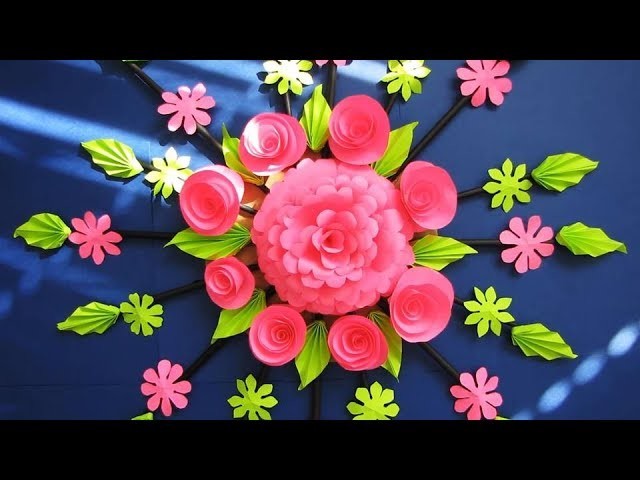 Wall Decoration Ideas | Beautiful Wall Hanging Making at Home | Paper Flower Wall Hanging r5