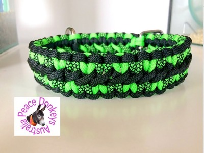 Wide solomon hearts pattern paracord dog collar - 3 colours (adjustable)