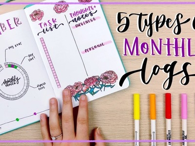 5 Types of Monthly Logs || Bullet Journal Ideas