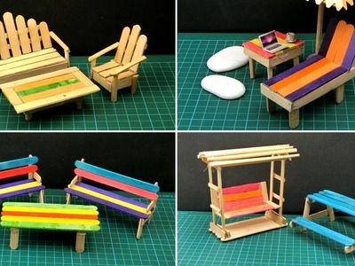 8 Easy Popsicle Stick Crafts | Miniature Furniture - Doll Chair & Table