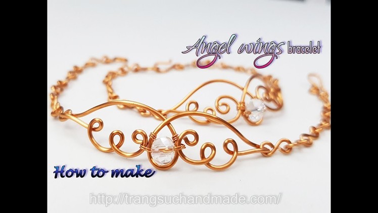 Angel wings bracelet- Simple jewelry for Christmas from copper wire 432