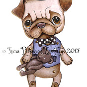 Articulated printable Cut out jointed paper doll pattern Pug lover gift ...