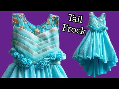Blue Tail frock For Girls || Designer Frock cutting stitching tutorial