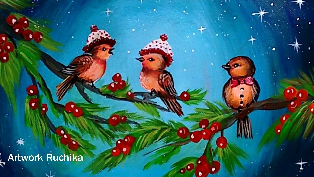 Christmas Santa Birds Acrylic Painting Tutorial Moonlight Night Scenery Painting Acrylic painting roses on vase february 11, 2021. mycrafts com