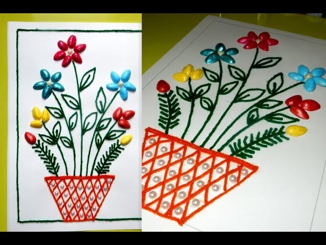 Craft with Pistachio shells and woolen | Pista shell Wall Hanging | Craft with Woolen