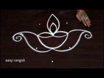 Deepam muggulu with 5 dots || Diwali rangoli kolam designs 2018
