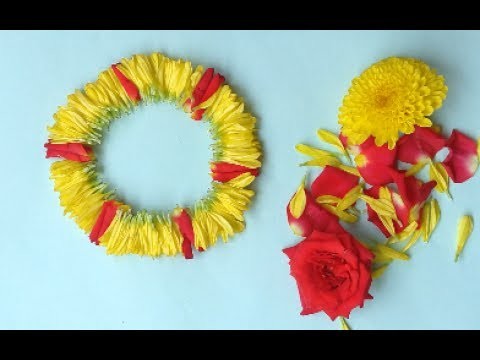 Different method to tie flower.Garland making with rose,chrysanthemum flower | Pola Jadai.veni.gajra