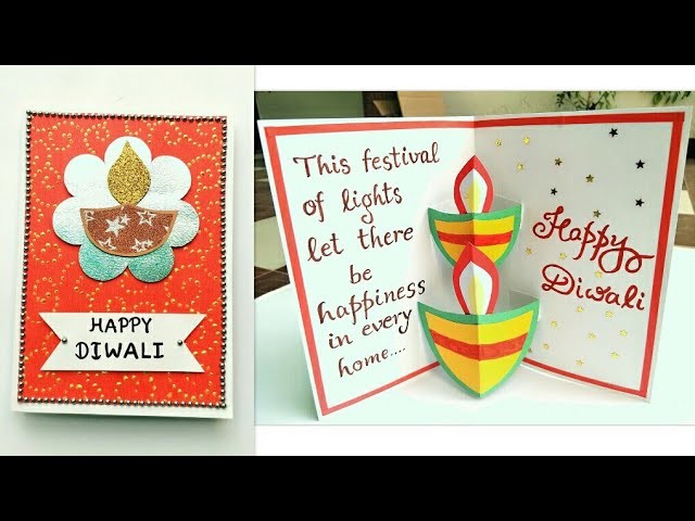 Diwali Card. Diwali Pop Up Diya card.How to make Greeting Card for Diwali.Handmade Diwali Card