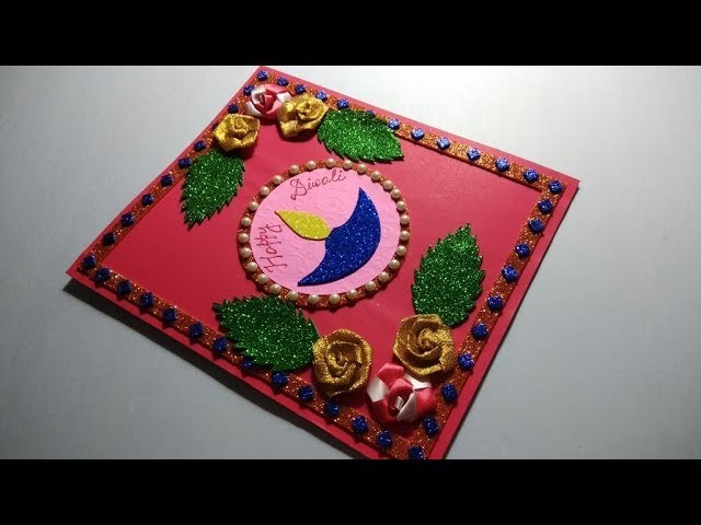 Diwali card. Easy Diwali greeting card making for kids school competition.Diwali Card making ideas