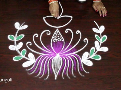 Diwali festival special Diya rangoli and kolam designs || Latest Deepam muggulu 2018