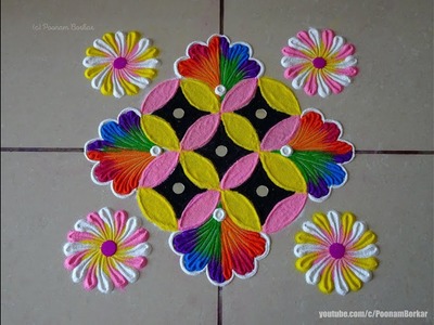 Diwali special easy and innovative rangoli | Easy rangoli designs by Poonam Borkar