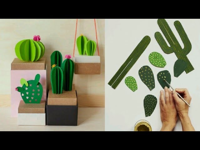 DIY Paper Cactus ???? DIY 3D PAPER CACTUS (ORIGAMI) EASY TO DECOR ANY SPACE | room decor 2018